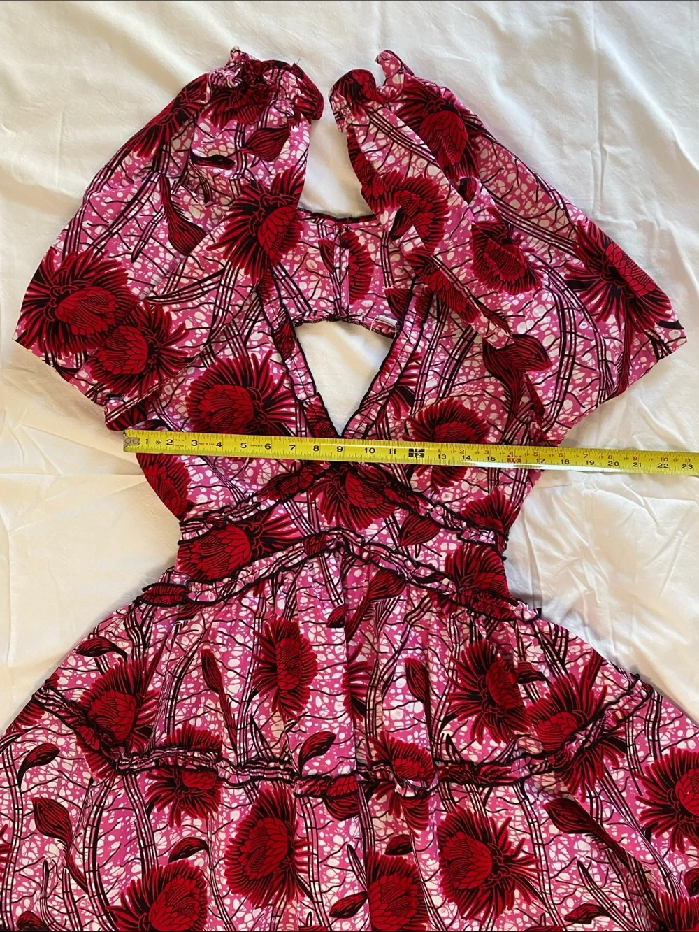Kawesii Pink & Red Floral Tiered Dress - Picture 12 of 13